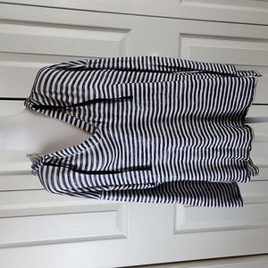 NEW Directions Navy & White striped hoodie L, hi low hem😍